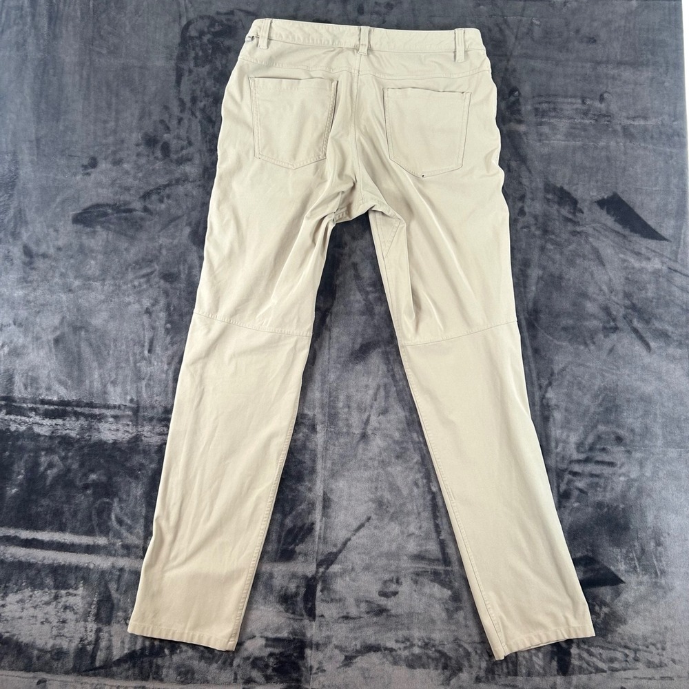 Lululemon ABC Pants Mens 32 Tan Khaki Slim Straight Five Pocket Articulated Knee - Picture 6 of 10